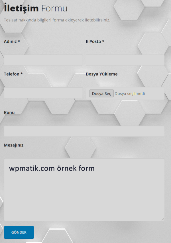wordpress iletişim formu